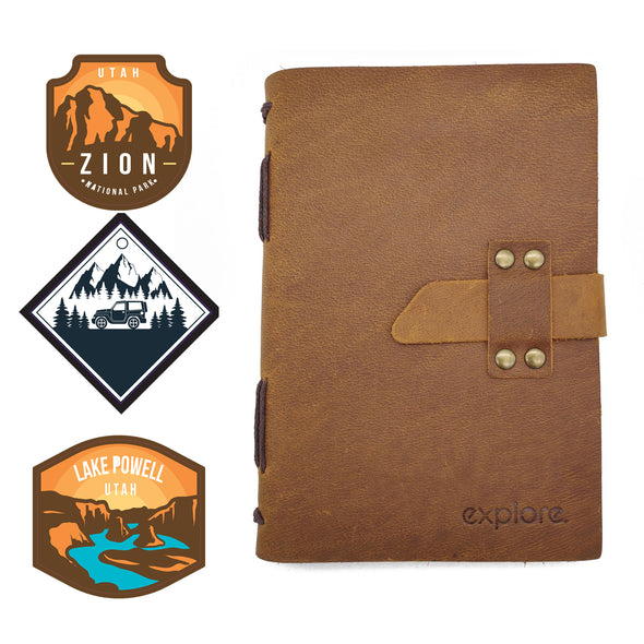 Utah Saddle Leather Journal Gift Pack